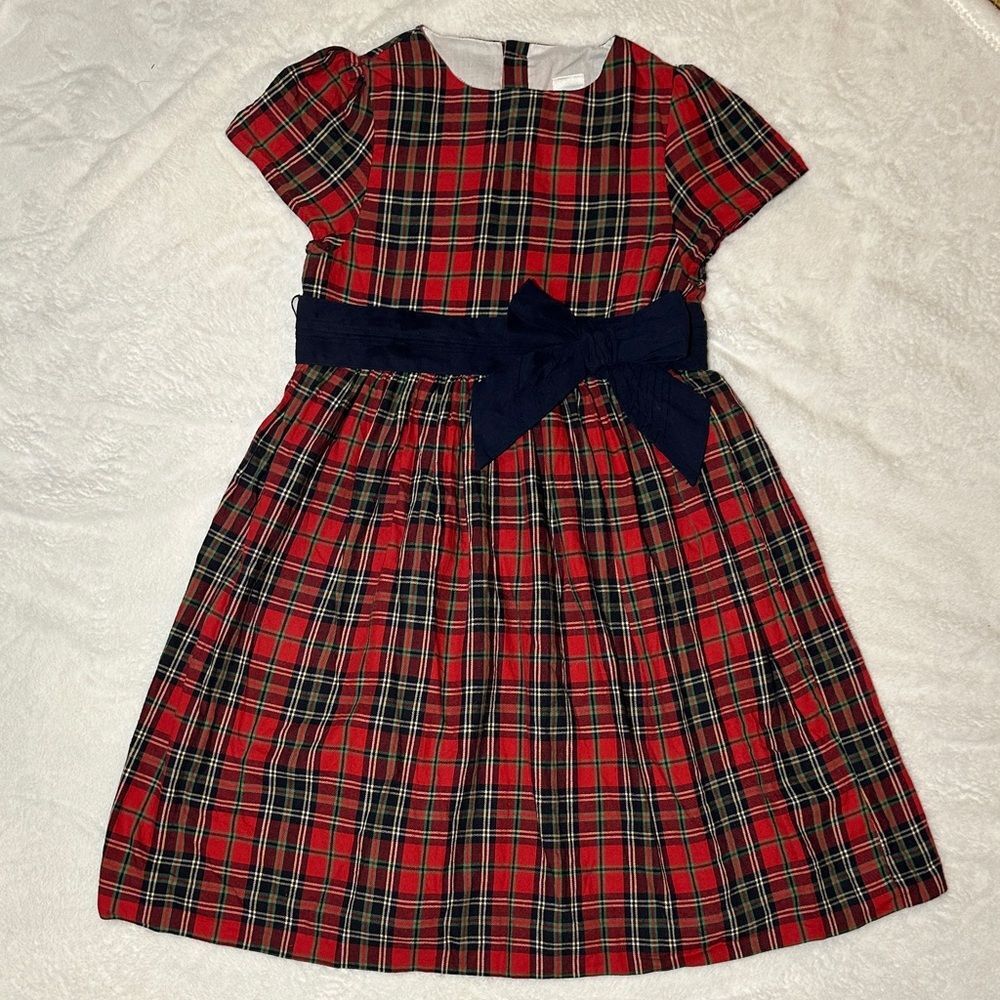 EEUC Edgehill collection red plaid dress with navy bow size 6x